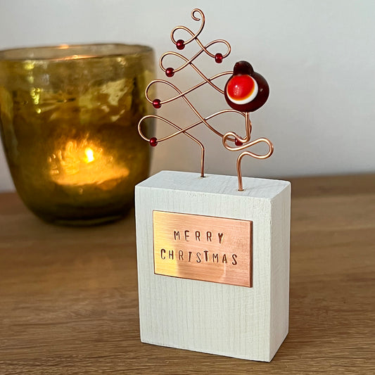 Glass Robin Christmas Ornament