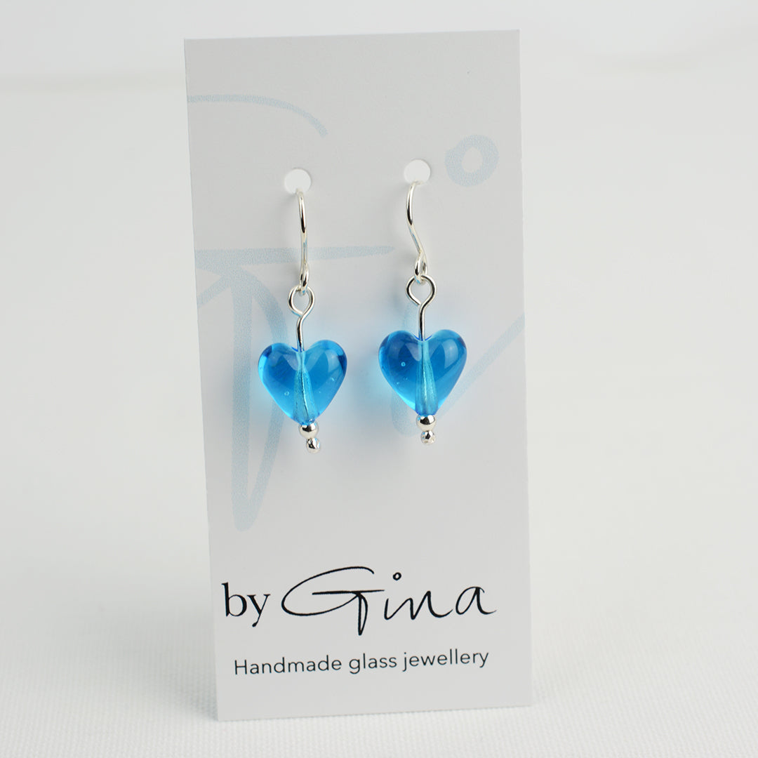 Glass heart earrings