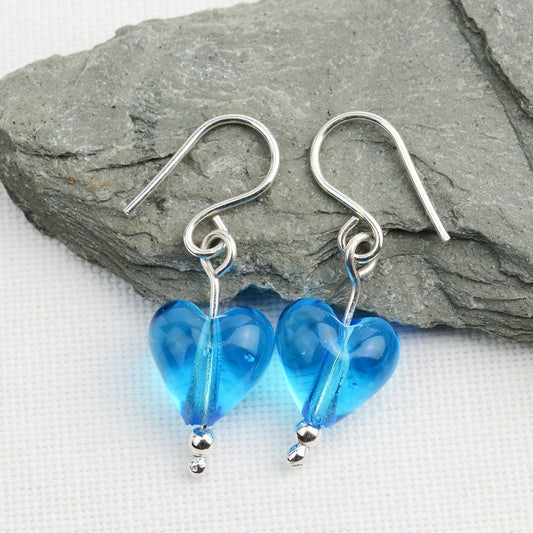 Glass heart earrings