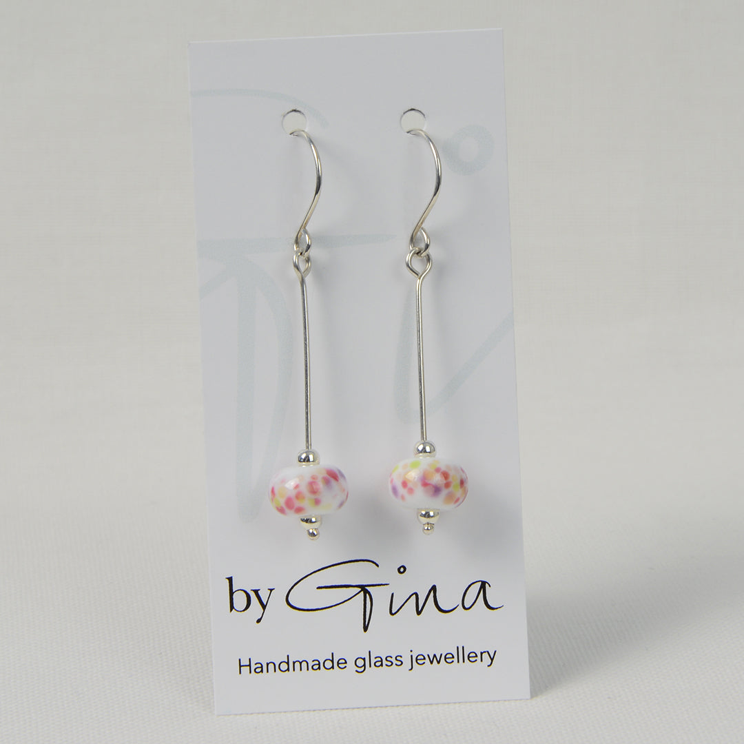 Long confetti glass bead earrings