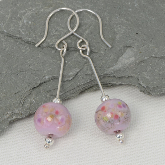Pretty in pink glass bead earrings
