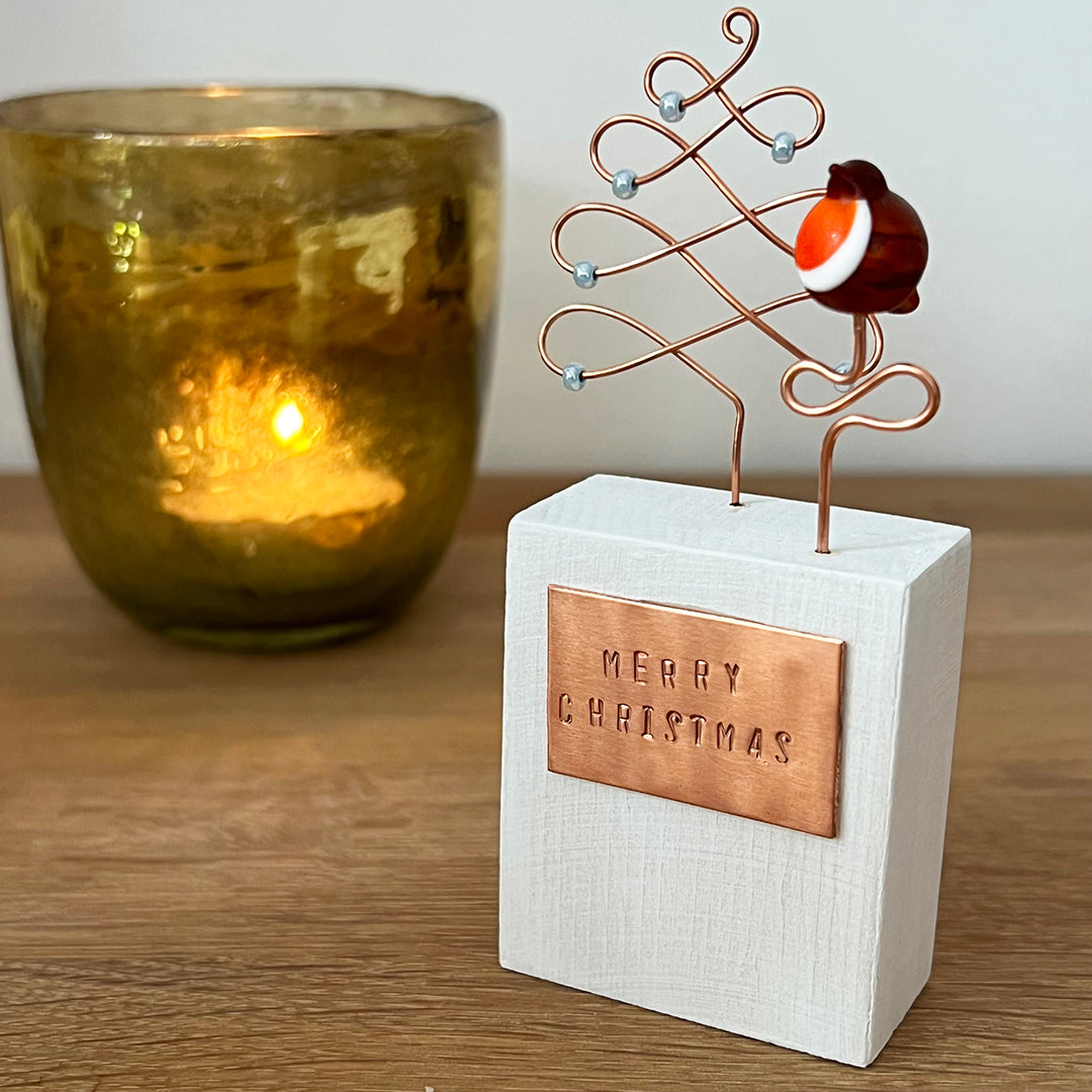 Glass Robin Christmas Ornament