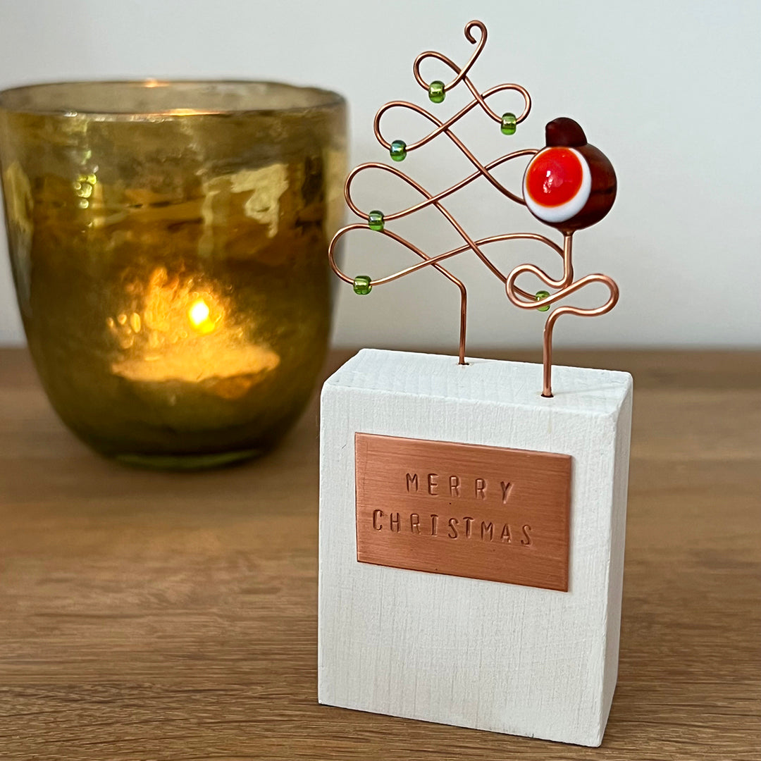 Glass Robin Christmas Ornament