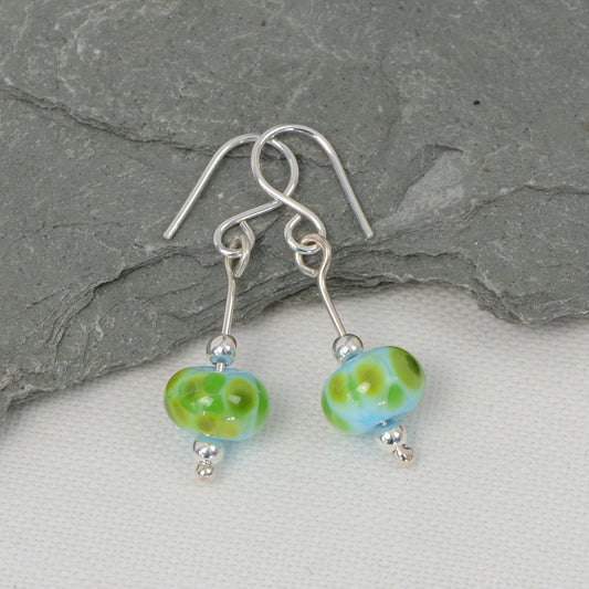 Turquoise & green glass bead earrings