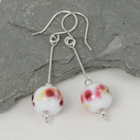 Shades of pink glass bead earrings