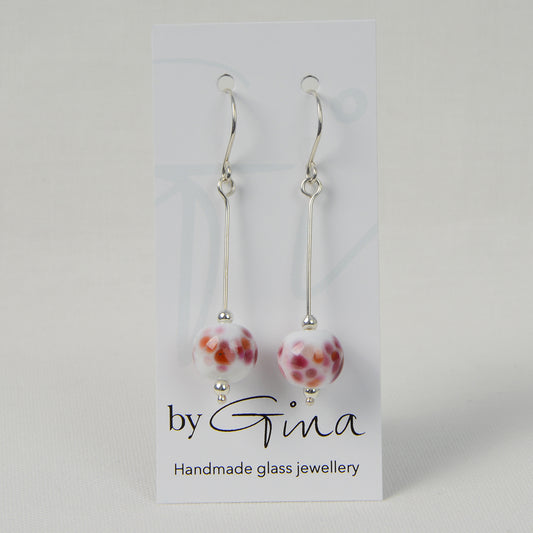 Shades of dusky pink glass bead earrings