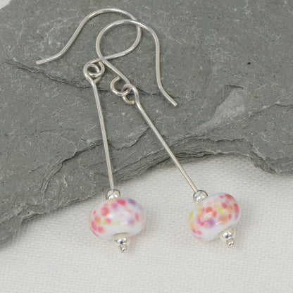 Long confetti glass bead earrings