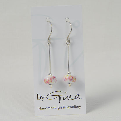 Long confetti glass bead earrings